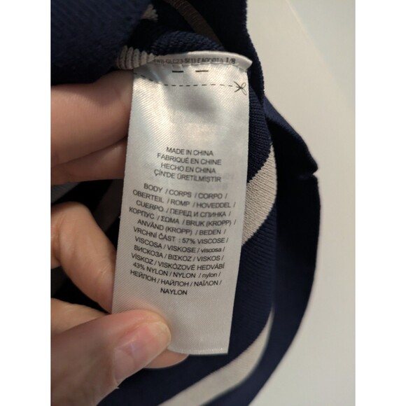 Lauren Ralph Women’s Striped Short-Sleeve Sweater French Navy/Mascarpone XL - Picture 6 of 8